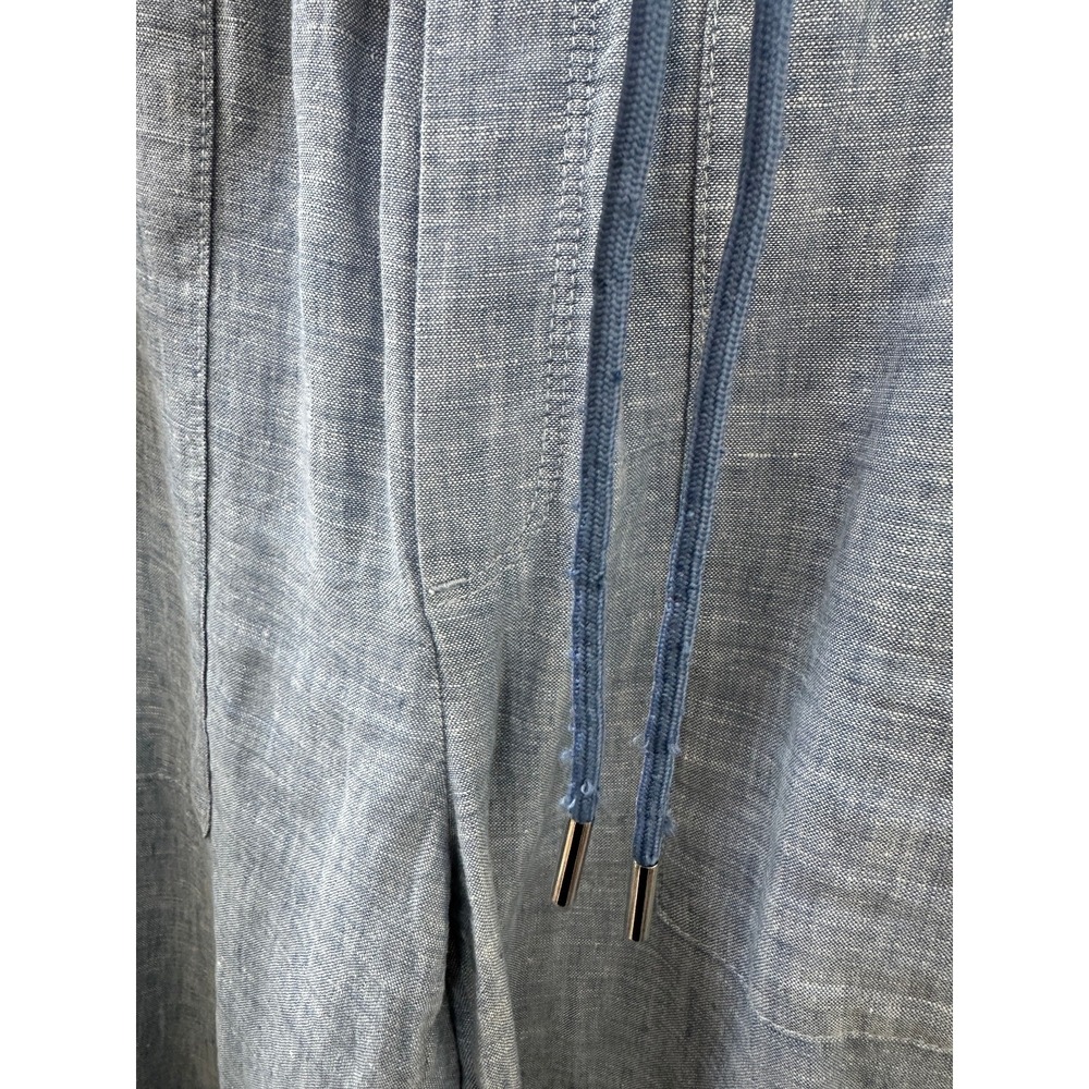 Athleta Retreat Linen Jogger Pants Chambray Blue Resort Beach Zip Pockets 4 Tall - Picture 15 of 15